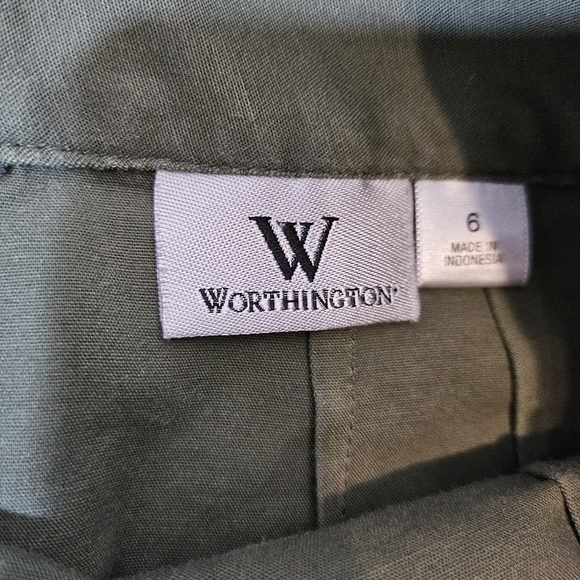 Worthington Army Green Mid  Length Pencil Skirt 97% Cotton 3% Spandex Size 6 - Picture 4 of 5